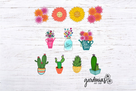 Flower / Succulent Clip Art Sticker Set Sublimation Gardenias Art Shop 