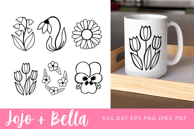 Flower SVG Bundle, Flower svg file, Flower Bundle Svg, Daisy Svg, Tulip Svg, Bluebell Svg, Svg files for Cricut, Silhouette, Sublimation SVG Jojo&Bella 