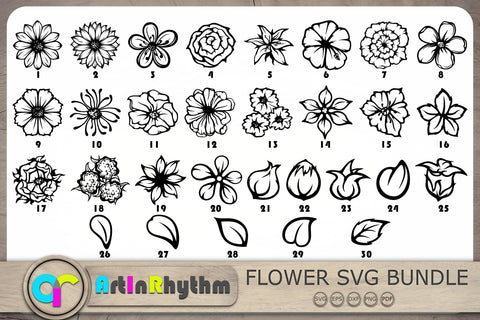 Flower Svg Bundle, Flowers Svg, Flower Clip Arts, Floral Svg SVG Artinrhythm shop 