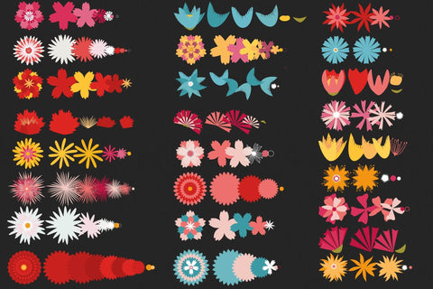 Flower SVG bundle, Hippie and Groovy flowers, Layered flowers, Floral bundle SVG Createya Design 