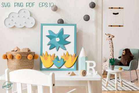 Flower SVG bundle, Hippie and Groovy flowers, Layered flowers, Floral bundle SVG Createya Design 