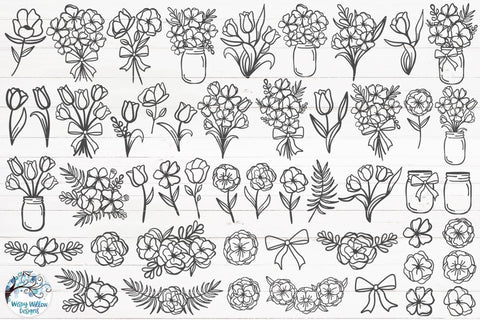 Flower SVG Bundle SVG Wispy Willow Designs 