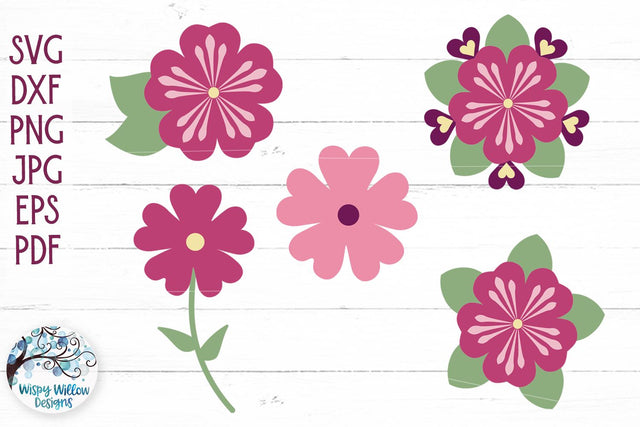 Flower SVG Bundle SVG Wispy Willow Designs 