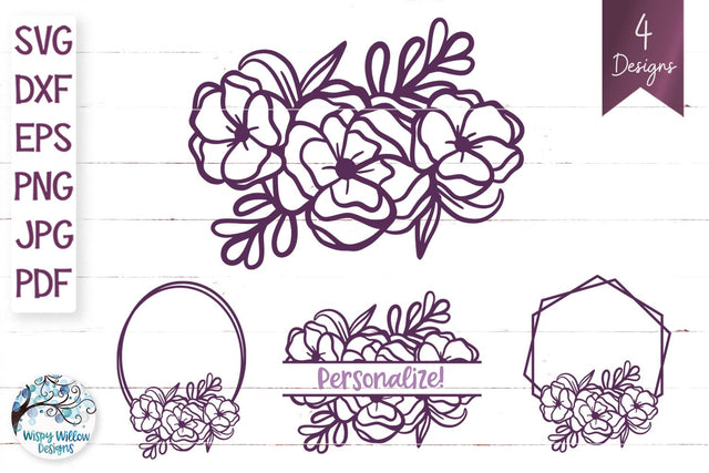 Flower SVG Bundle SVG Wispy Willow Designs 