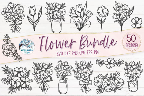 Flower SVG Bundle SVG Wispy Willow Designs 