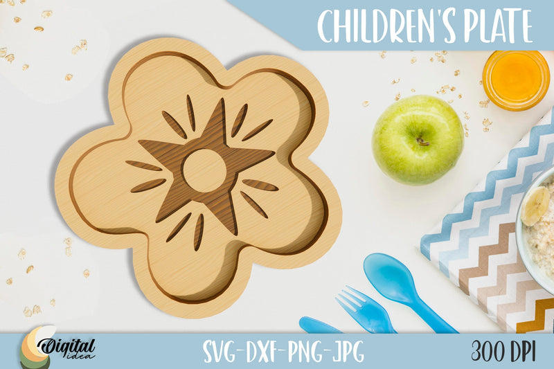 Flower SVG. Children's Plate Laser Cut. 3D Funny Design. SVG Evgenyia Guschina 