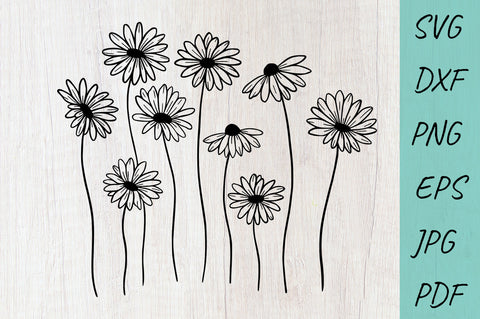 Flower svg, Daisy svg, wildflowers svg, Cute flowers - So Fontsy