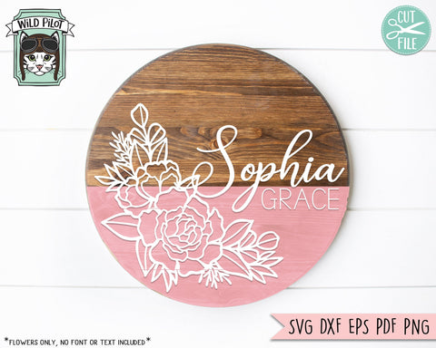 Flower SVG File, Flower Monogram Border SVG, Floral SVG File, Flower Cut File, Flower Frame SVG, Floral Cut File, Rose SVG File, Peony SVG SVG Wild Pilot 