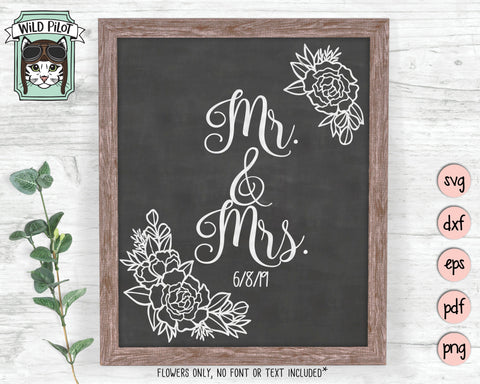 Flower SVG File, Flower Monogram Border SVG, Floral SVG File, Flower Cut File, Flower Frame SVG, Floral Cut File, Rose SVG File, Peony SVG SVG Wild Pilot 