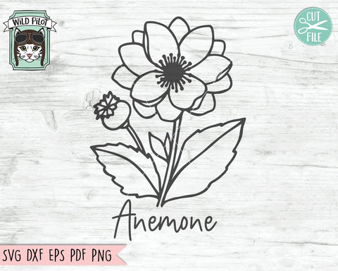 Flower SVG Files, Floral SVG File, Flower Cut Files, Flower Bouquet SVG File, Floral Bouquet SVG, Anemone SVG File, Botanical Illustrations SVG SVG Wild Pilot 