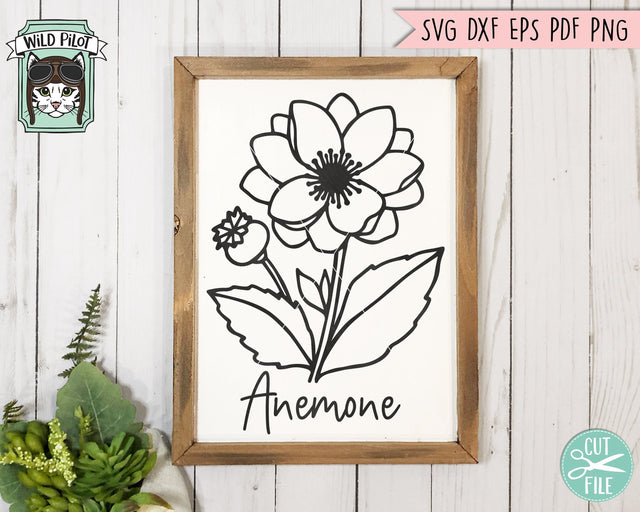 Flower SVG Files, Floral SVG File, Flower Cut Files, Flower Bouquet SVG File, Floral Bouquet SVG, Anemone SVG File, Botanical Illustrations SVG SVG Wild Pilot 