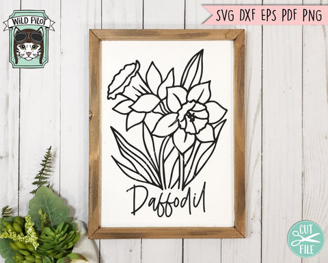 Flower SVG Files, Floral SVG File, Flower Cut Files, Flower Bouquet SVG File, Floral Bouquet SVG, Daffodil SVG File, Botanical Illustrations SVG SVG Wild Pilot 