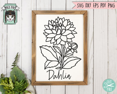 Flower SVG Files, Floral SVG File, Flower Cut Files, Flower Bouquet SVG File, Floral Bouquet SVG, Dahlia SVG File, Botanical Illustrations SVG SVG Wild Pilot 