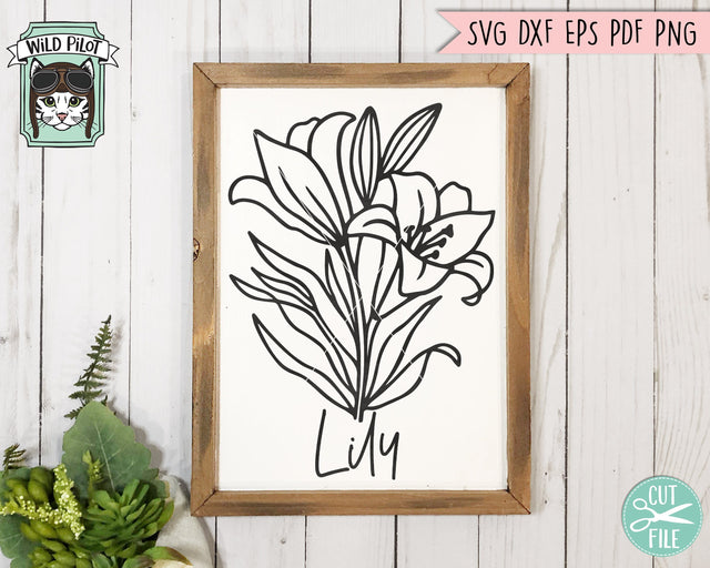 Flower SVG Files, Floral SVG File, Flower Cut Files, Flower Bouquet SVG File, Floral Bouquet SVG, Lily SVG File, Botanical Illustrations SVG SVG Wild Pilot 