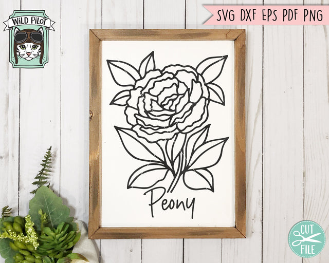 Flower SVG Files, Floral SVG File, Flower Cut Files, Flower Bouquet SVG File, Floral Bouquet SVG, Peony SVG File, Botanical Illustrations SVG SVG Wild Pilot 