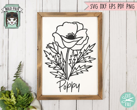 Flower SVG Files, Floral SVG File, Flower Cut Files, Flower Bouquet SVG File, Floral Bouquet SVG, Poppy SVG File, Botanical Illustrations SVG SVG Wild Pilot 