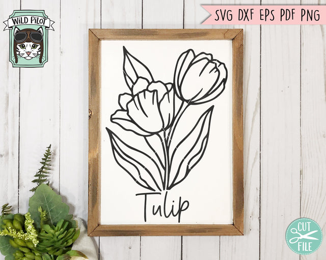 Flower SVG Files, Floral SVG File, Flower Cut Files, Flower Bouquet SVG File, Floral Bouquet SVG, Tulip SVG File, Botanical Illustrations SVG SVG Wild Pilot 