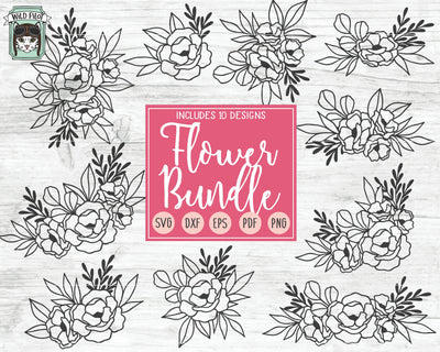 Flower SVG Files, Floral SVG Files, Flower Cut File, Flower Border Clipart, Flower Corner SVG, Floral Bundle SVG, Floral Cut File SVG Wild Pilot 