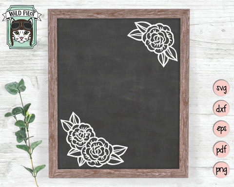 Flower Svg Files, Flower Border SVG Cut File, Floral SVG File, Flower Cut File, Flower Border Frame SVG, Floral Cut File, Rose SVG File, Peony SVG SVG Wild Pilot 
