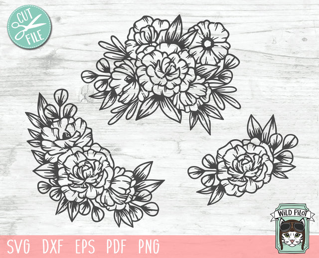 Flower SVG Files, Flower Border SVG, Floral SVG files, Flower cut file, Flower Frame svg, Floral Cut file, Rose svg file, Peony svg SVG Wild Pilot 