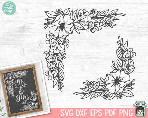 Flower SVG Files, Flower Border SVG, Flower Corner svg, Floral Frame ...