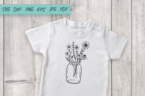 Flower svg, Floral Mason Jar Svg Cut File, Wildflowers SVG Irina Ostapenko 