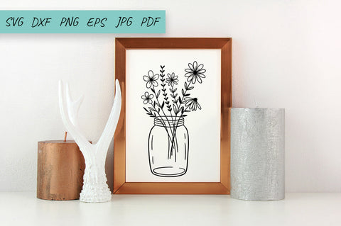 Flower svg, Floral Mason Jar Svg Cut File, Wildflowers SVG Irina Ostapenko 