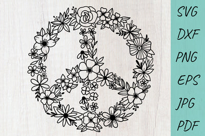 Flower SVG | Floral Peace SVG | Peace sign | Hippie SVG SVG Irina Ostapenko 