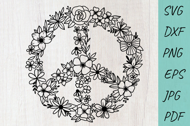 Flower SVG | Floral Peace SVG | Peace sign | Hippie SVG SVG Irina Ostapenko 
