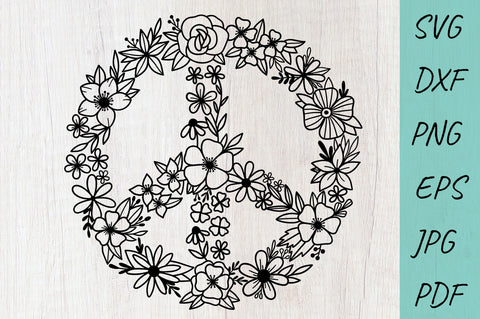 Flower SVG | Floral Peace SVG | Peace sign | Hippie SVG SVG Irina Ostapenko 