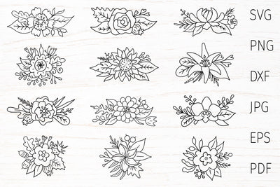 Flower svg, floral svg, flower bundle, flower outline SVG Digital Rainbow Shop 