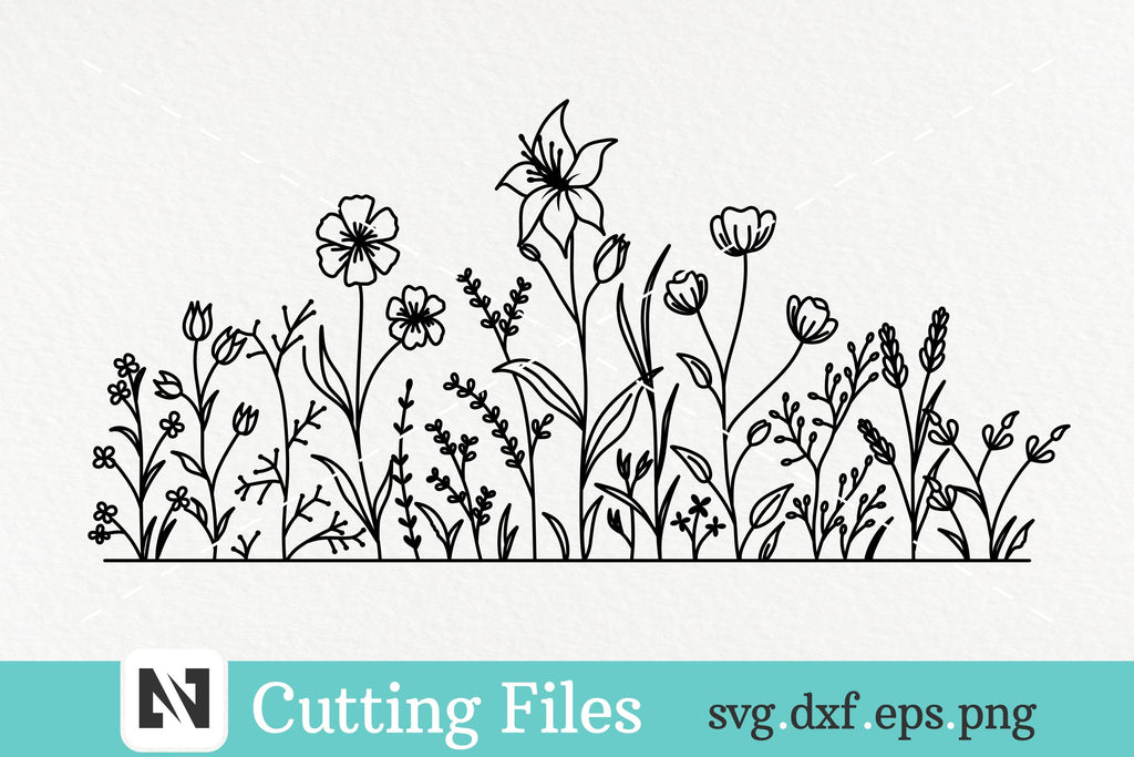 Flower Svg, Floral Svg, Flower Line Art Svg, Floral Line Art - So Fontsy
