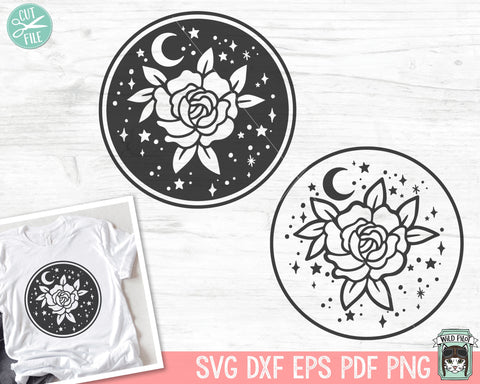 Flower SVG, Floral SVG, Mystical SVG, Moon svg, Flowers png, Flowers Clipart, Floral Clipart, Floral png, Moon png, Crescent Moon svg SVG Wild Pilot 