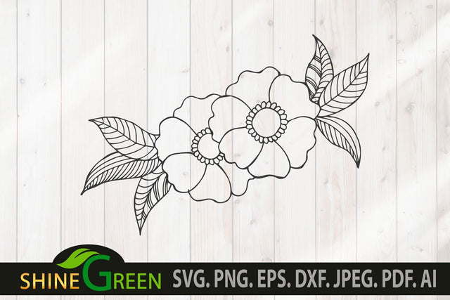Flower SVG - Hand Drawn Flower Illustration, Wedding Decor SVG SVG Shine Green Art 