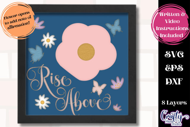 Flower Svg Shadow Box, 3D Mental Health Svg Shadow Box File SVG Crafty Mama Studios 