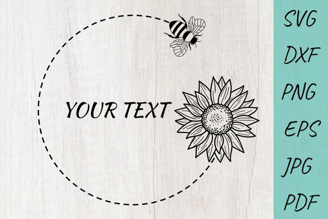 Flower svg, Sunflower and bee, Monogram frame. Floral border SVG Irina Ostapenko 