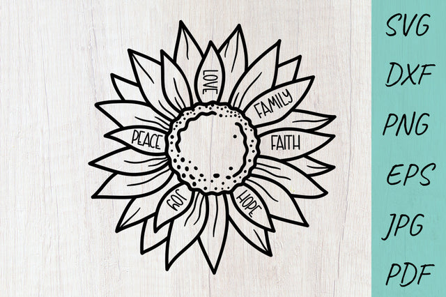 Flower svg, Sunflower svg, Peace Love Family Faith Joy Hope SVG Irina Ostapenko 