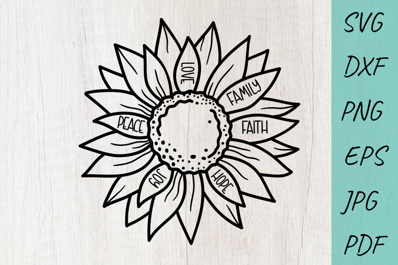 Flower svg, Sunflower svg, Peace Love Family Faith Joy Hope SVG Irina Ostapenko 