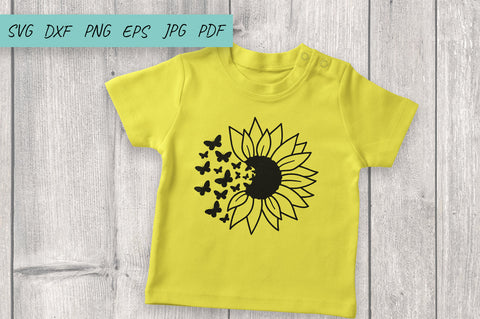 Flower svg, Sunflowers svg, Sunflower Butterfly SVG DXF PNG SVG Irina Ostapenko 