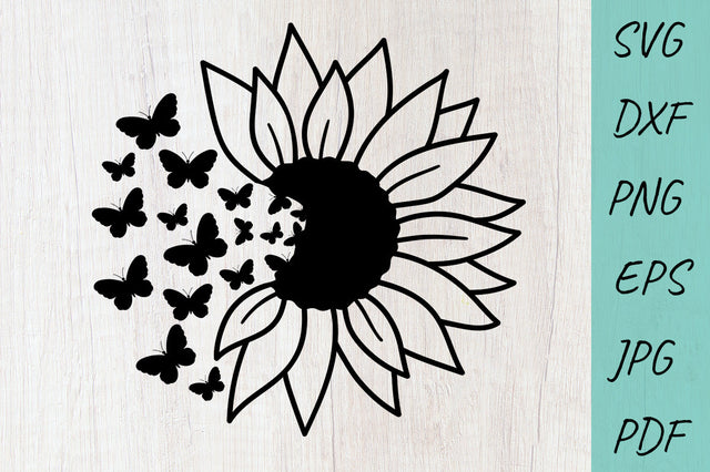 Flower svg, Sunflowers svg, Sunflower Butterfly SVG DXF PNG SVG Irina Ostapenko 
