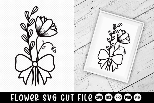Flower SVG, Wildflower With Ribbon, Floral Bouquet SVG SVG CraftLabSVG 