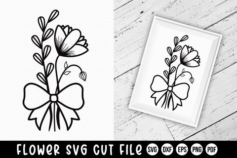 Flower SVG, Wildflower With Ribbon, Floral Bouquet SVG SVG CraftLabSVG 