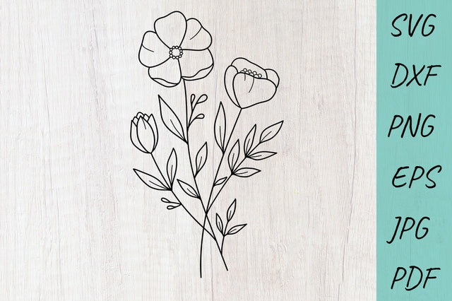 Flower svg, Wildflowers svg, Cute flowers Bouquet of Flowers SVG Irina Ostapenko 
