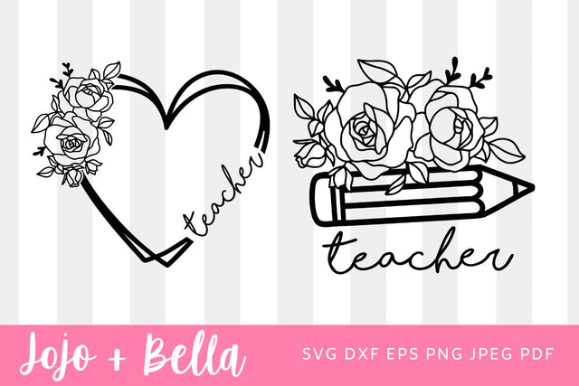Flower teacher DUO SVG, Wild Flowers, Teachers Plant Seeds That Grow Forever 16oz Glass Can Cutfile, Svg Dxf Png Files Digital Download, SVG SVG Jojo&Bella 