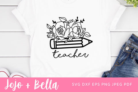 Flower teacher DUO SVG, Wild Flowers, Teachers Plant Seeds That Grow Forever 16oz Glass Can Cutfile, Svg Dxf Png Files Digital Download, SVG SVG Jojo&Bella 