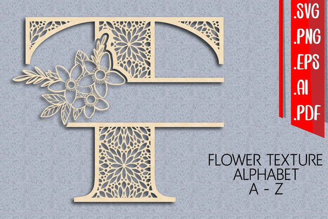 Flower Texture Split Monogram A-Z SVG zafrans studio 