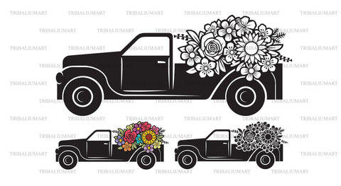 Flower truck SVG TribaliumArtSF 