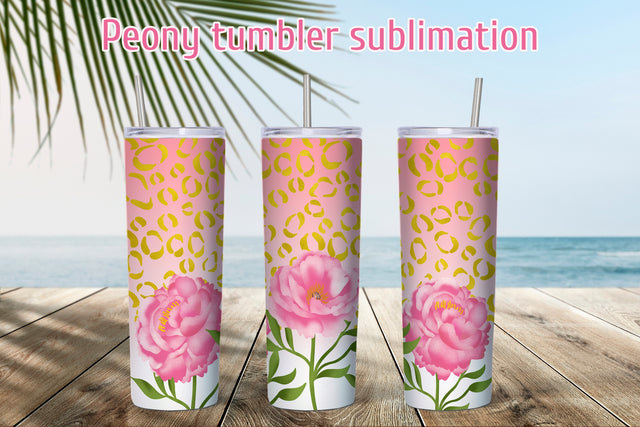 Flower tumbler design | Pink leopard sublimation Sublimation Svetana Studio 