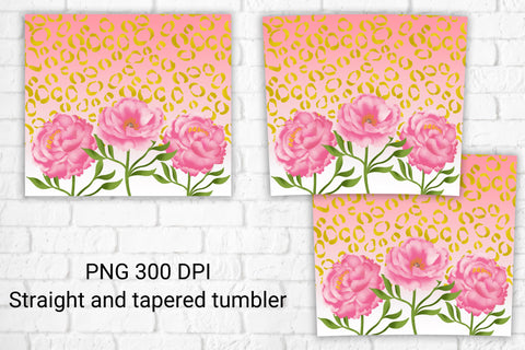 Flower tumbler design | Pink leopard sublimation Sublimation Svetana Studio 