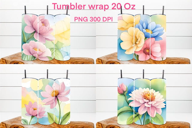 Flower tumbler | Pink flower tumbler Sublimation Svetana Studio 
